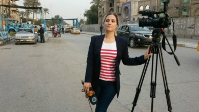 Serena Shim, journaliste (1984-2014) aan een checkpoint in Bagdad in het begin van 2014