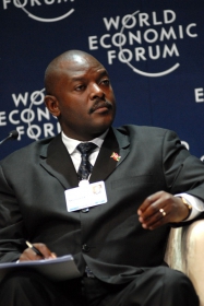 President Pierre Nkurunziza van Burundi op het World Economic Forum in Davos