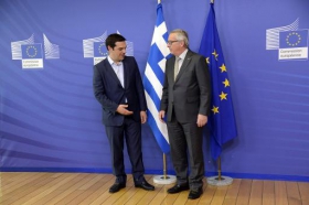 Grieks eerste minister Alexis Tsipras en voorzitter van de Europese Commissie Jean-Claude Juncker