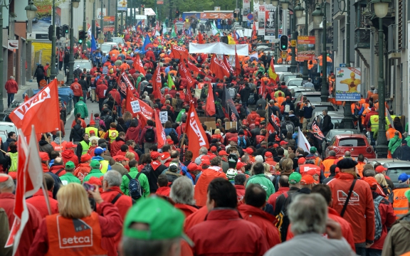 De vakbondsbetoging van 7 oktober bracht 100.000 mensen samen