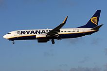 Een Boeing 737 van Ryanair