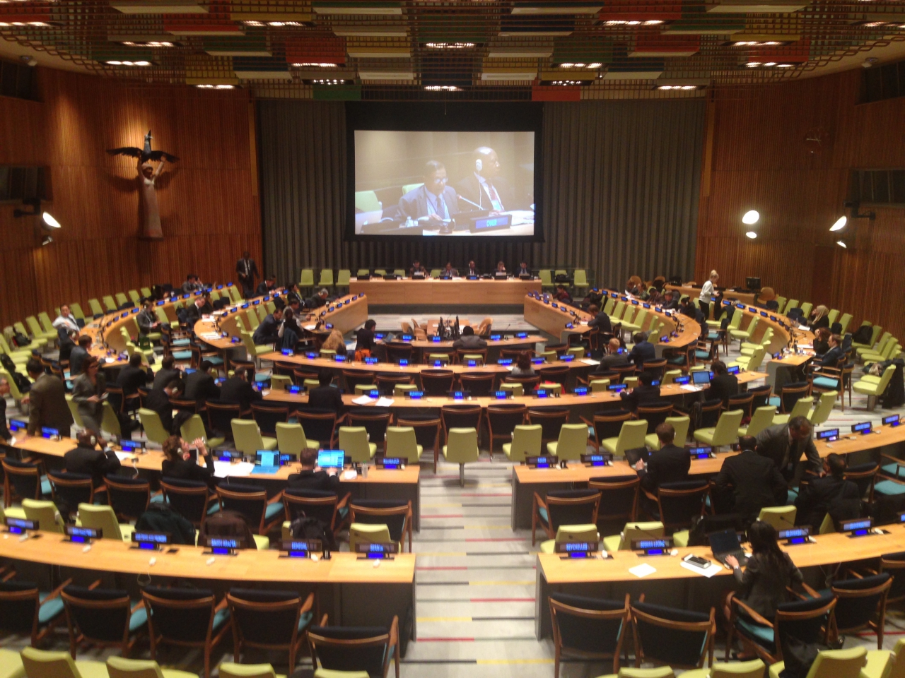 Vergadering van het Sixth Committee van de VN-Algemene Vergadering op 15 oktober 2015 in een van de conferentiezalen van het NV-hoofdkwartier in New York