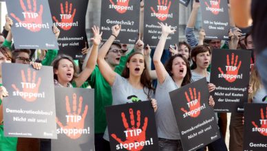 Het anti-TTIP-protest in Duitsland is leidinggevend in de Europese strijd tegen dit verdrag