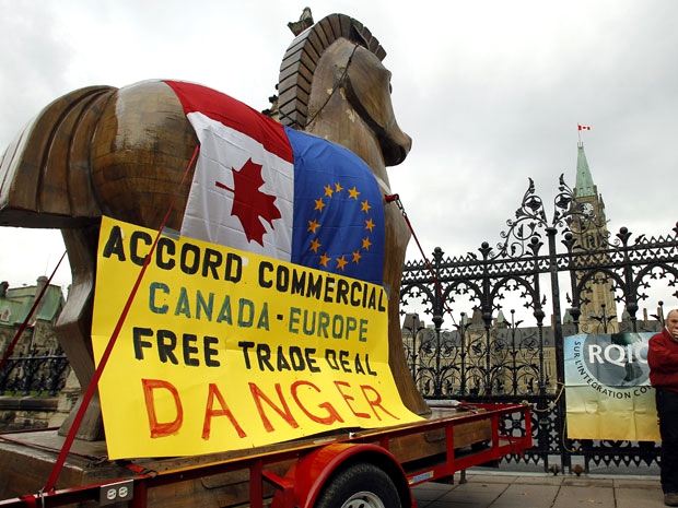Protest tegen CETA in Canada