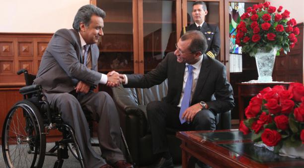 Lenin Moreno (links) in mei 2016 met vicepresident Jorge Glas, die nu onder hem vicepresident blijft