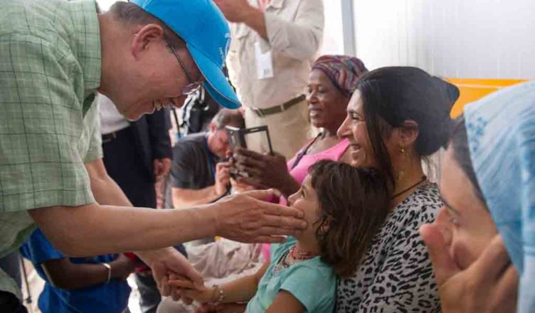 Op 18 juni 2016 bezocht VN-Secretaris-Generaal Ban Ki-Moon het vluchtelingenkamp op het eiland Lesbos