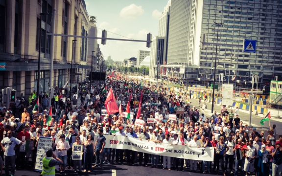 Tienduizend vreedzame betogers samen in Brussel om vrede en rechtvaardigheid te eisen voor Gaza en Palestina