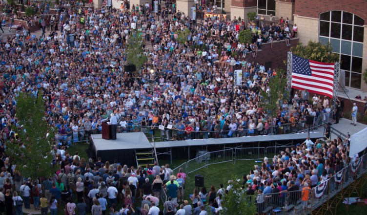 In augustus 2015 sprak Bernie Sanders op de campus van de University of Nevada in de stad Reno. Zijn kansen werden door de media toen nog op minder dan 8 procent geschat